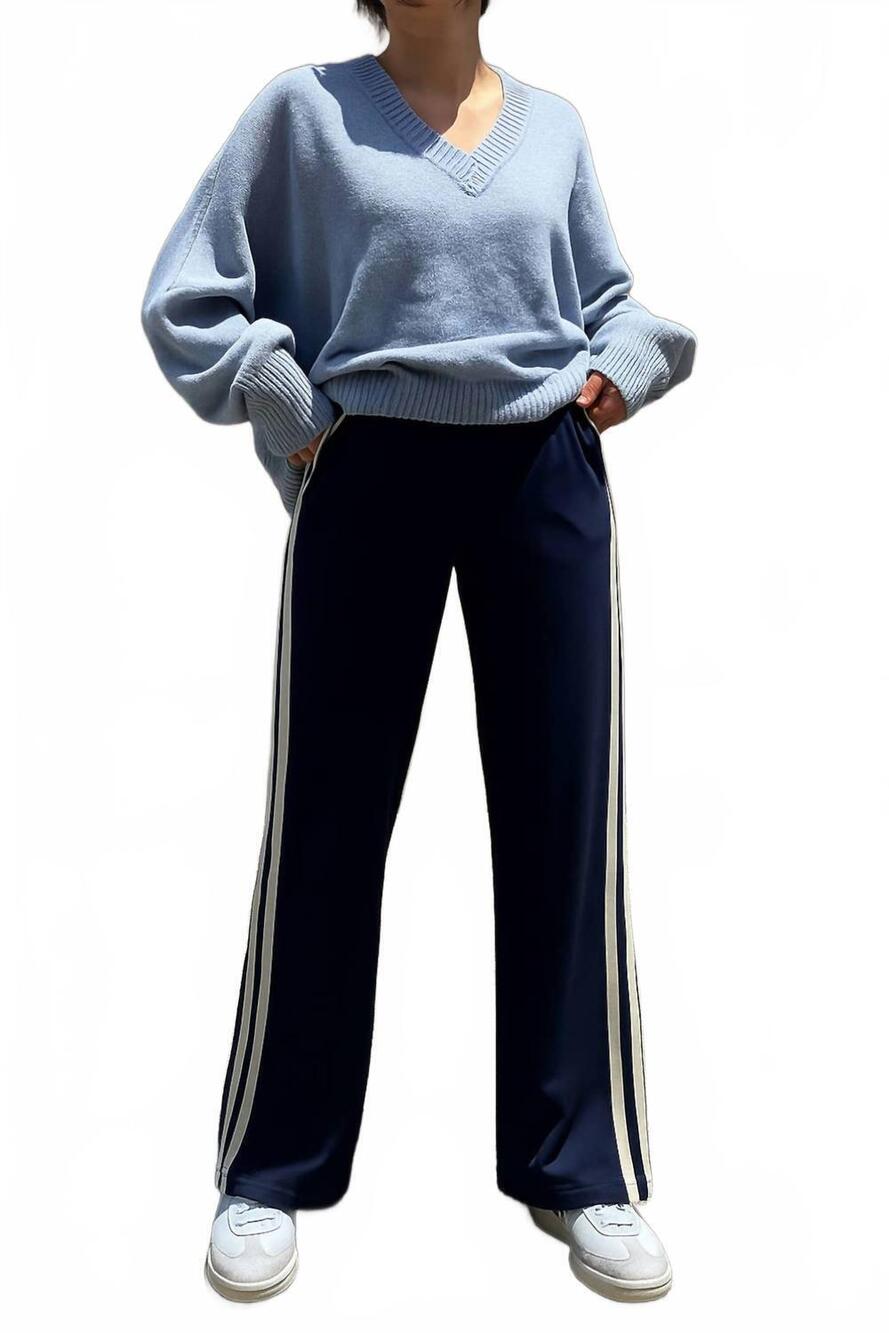 NEW RAE MODE butter soft side contrast straight pant in navy